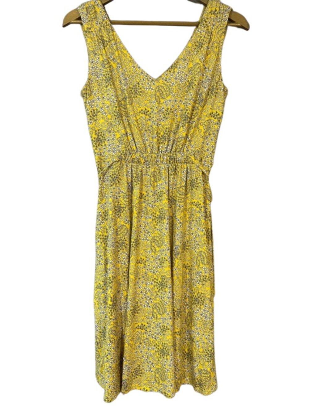 Cynthia Rowley Yellow Floral Sleeveless Midi Dress XS Stretch